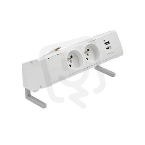 Kancelářská sestava zásuvek: 2x 250 V typ E + USB A-C nabíječka kabel bílá :5025