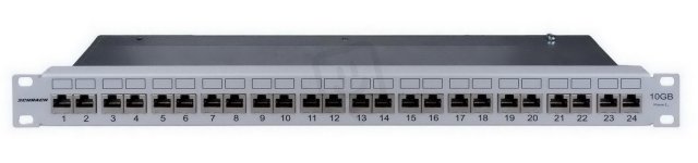 19'' Patchpanel DE-EMBEDDED LINE 24xRJ45 10GB Cat.6a 1U, šedý SCHRACK HSERG246GV