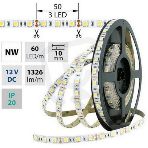 LED pásek SMD5050 NW, 60LED, 50m, 12V, 14,4 W/m MCLED ML-121.665.60.2