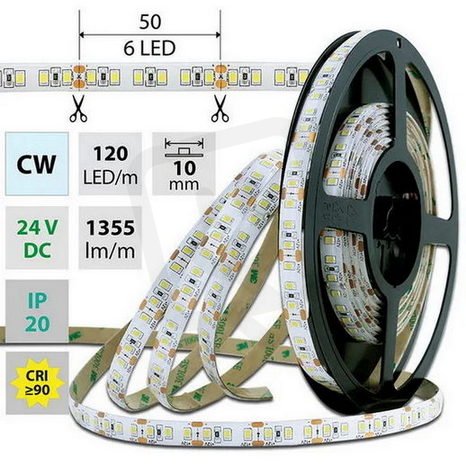 LED pásek SMD2835 CW, 120LED, 50m, 24V, 14 W/m MCLED ML-126.368.60.2
