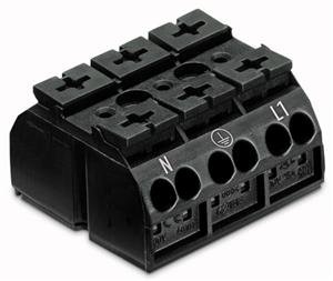 Přístrojová přípojná svorka (bez PE) N-PE-L1 černá 4mm2 3pól. WAGO 862-2533