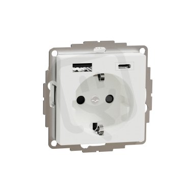 Merten Zásuvka 250V/16A SCHUKO+USB A+C 3A System M Active SCHNEIDER MTN2367-0325