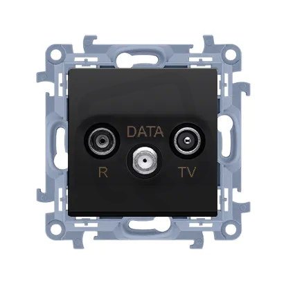Anténní zásuvka R-TV-DATA útlum:10dB černá matná :3021 KONTAKT SIMON CAD.01/49