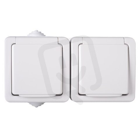 TEKNO Dvojitá zásuvka s ochranou kontaktů horizontální - bílá KANLUX 33497