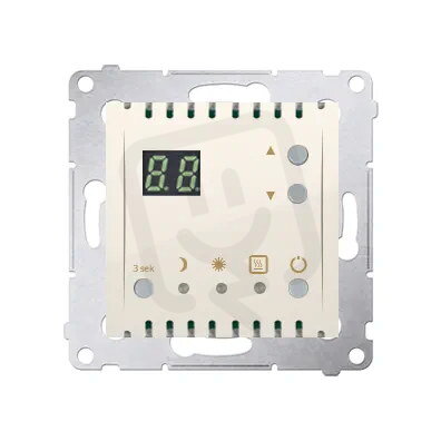 Termostat s displejem, vestavěný senzor teploty, 16(2) A, 230V~, krémová