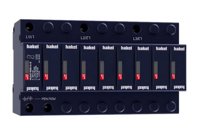 Svodič impulzních proudů a rázového přepětí HAKEL HLSA7-850/3+0 SPD typ 1+2