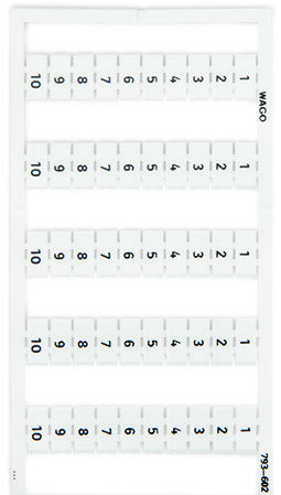 Popisovací karta WMB s potiskem 1-10 (10×) neflexibilní bílá WAGO 793-602