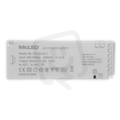 Ultra tenký Smart LED napájecí zdroj 100W/24V/4,16A MCLED ML-732.303.62.1