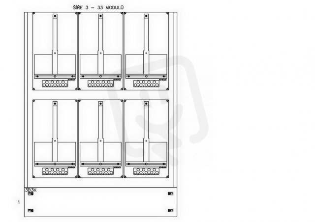 Konstrukce elektroměrová 3-21, 2-řadá, plastové panely SCHRACK CSIL127321