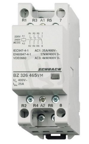 Instalační stykač VM 25 A, 1Z/3R, 230 V AC/DC, 2TE SCHRACK BZ326465VM