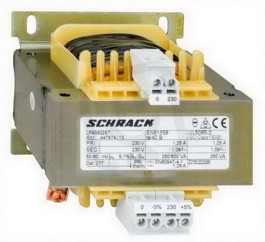 Oddělovací ochranný transformátor 230 V/230 V, 250 VA SCHRACK LP605025T-