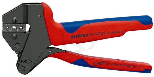 KNIPEX 974305 lisovací kleště konektory bez izolace 4,8 a 6,3mm  0,5-6mm2