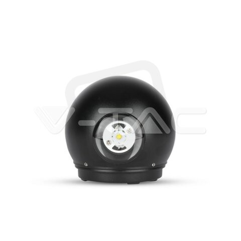 6W LED Wall Light Black Body Round IP65