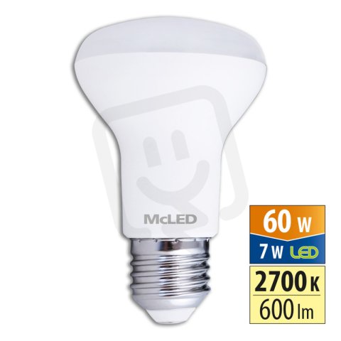 LED žárovka R63 7W, 2700K, E27, CRI80, vyz. úhel 120°, use 360° 600lm