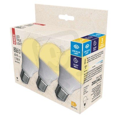 LED žárovka True Light A60 E27 7,2W (60W) 806 lm teplá bílá EMOS ZQ5144.3