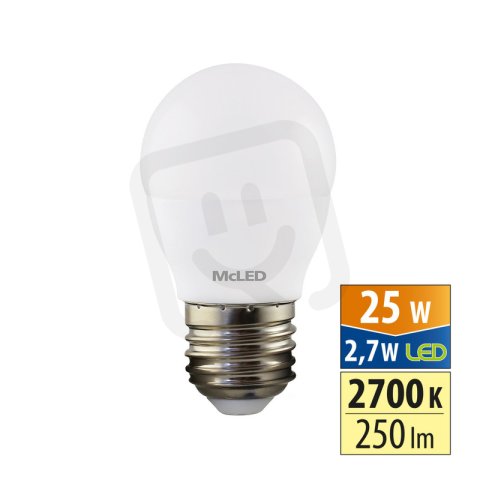 LED žárovka kapka 2,7W, E27, 2700K, CRI80, vyz. úhel 200°, 360° 250lm