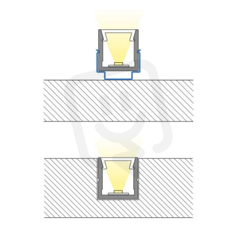 Přisazený hliníkový profil PW černý 11x11mm, včetně mléčného difuzoru, 1m