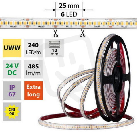 LED pásek SMD2835 UWW 240LED/m 5m, 24V, 6 W/m MCLED ML-126.036.90.0