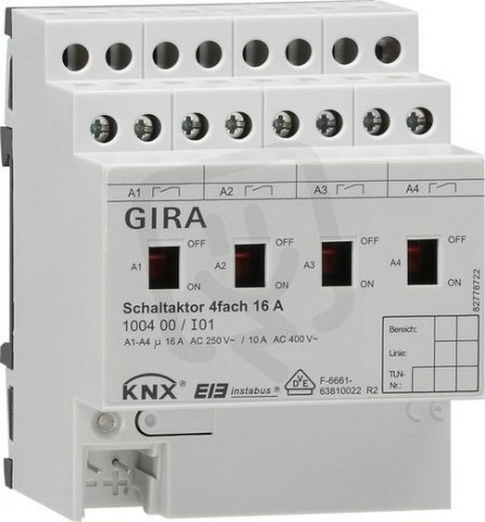 Spínací člen 4x 16 A KNX p.na l. DIN GIRA 100400