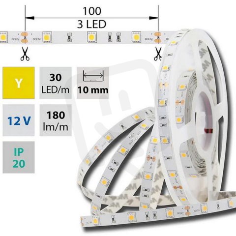 LED pásek SMD5050 žlutý, 30LED/m, 5m, 12V, 7,2 W/m MCLED ML-121.575.60.0