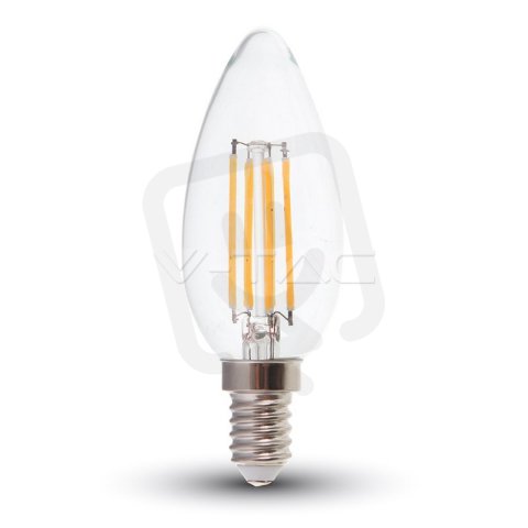 LED žárovka V-TAC 6W Filament E14 Clear Cover svíčka 3000K VT-2127