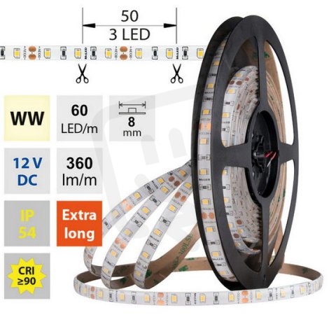 LED pásek SMD2835 WW, 60LED/m 5m, 12V, 4,8 W/m MCLED ML-121.845.60.0