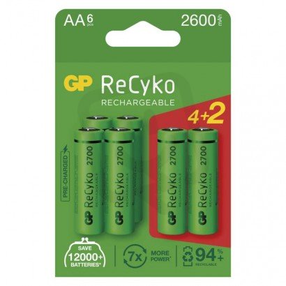 GP nabíjecí baterie ReCyko 2700 AA (HR6) 4+2PP /1032226270/ B2127V