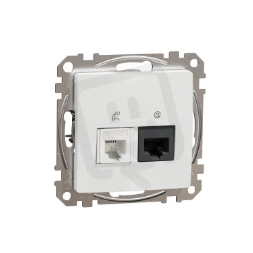 Sedna D/E Datová zásuvka RJ45 kat.6 UTP+telefonní RJ11 Bílá SCHNEIDER SDD111468