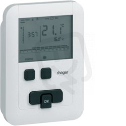 Digitální termostat týdenní ECO, napájení 230V, 1P 5A, nástěnný HAGER EK510