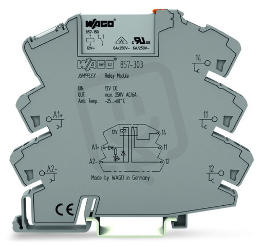 Reléový modul, vstupní jmenovité napětí DC 12 V, 1 přepínací kontakt, šedá