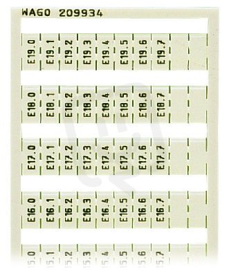 Popisovací karta WSB potisk E10.0, E10.1,.. E19.6, E19.7 (1×) bílá WAGO 209-934
