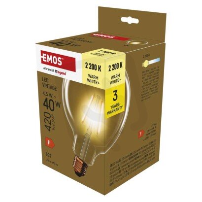 LED žárovka Vintage G125 E27 4,5 W (40 W) 420 lm teplá bílá EMOS Z58032