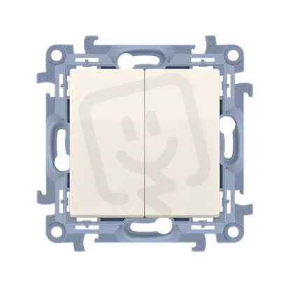 Ovládač zapínací dvojitý, řazení 1/0+1/0, 10AX, 250V~, krémová CP2.01/41