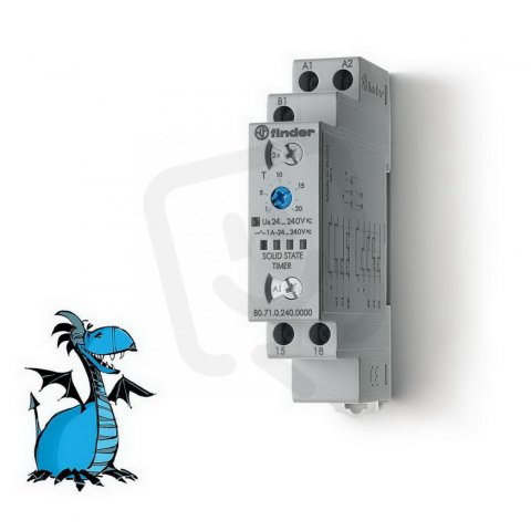 Finder 80.71.0.240.0000 Čas.relé, MF, 1Z/ 1A, 24-240V AC/DC, 0,1s-24h, SSR