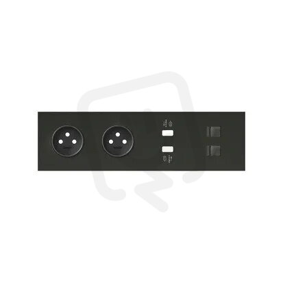 Panel 4-násobný: 2 zásuvky + 2x1 USB nabíječka + 2xRJ45 :3067 černá matná