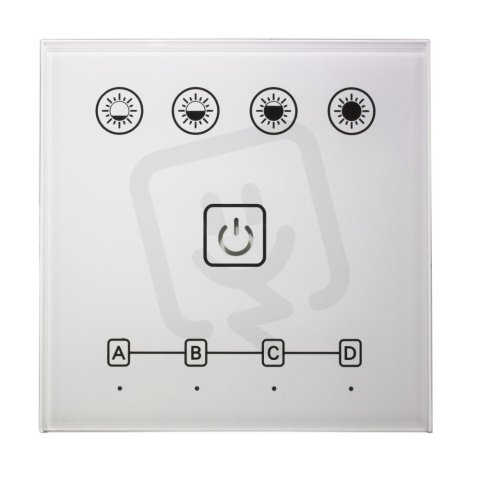 LED panel příslušenství-RF stmívač 4-zónový, panel dotykový, do zdi, bílý