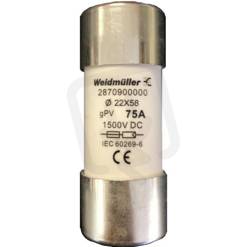 Bezpečnostní pojistka FUSE WSFL 22X58 75A 1K5V GPV WEIDMÜLLER 2870900000