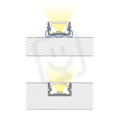 Přisazený hliníkový profil černý PM 12x7mm, včetně mléčného difuzoru 1m