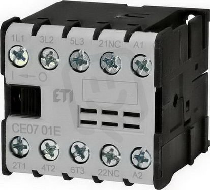 Miniaturní stykač ETI CE07.01-24V-50/60Hz 3p 3xNO+1xNC 16A(AC1)/7A(AC3 400V)