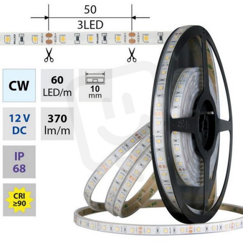 LED pásek SMD2835 CW 60LED/m 5m, 12V, 4,8 W/m MCLED ML-121.857.60.0