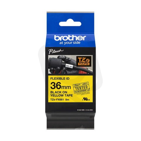 BROTHER TZe-FX661,  žlutá / černá, 36 mm,  s flexibilní páskou