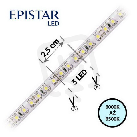 LED pásek 120LED/m 3528 IP20 6000-6500 K bílá 12V 8mm 30m FK TECHNICS 4739823-63