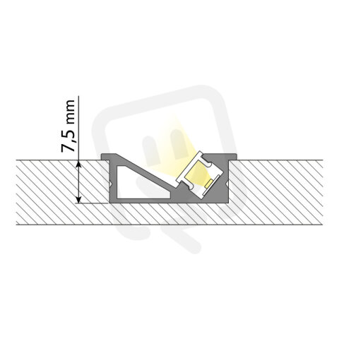 Vestavný hliníkový profil VE černý 24x10mm, včetně mléčného difuzoru, 2m