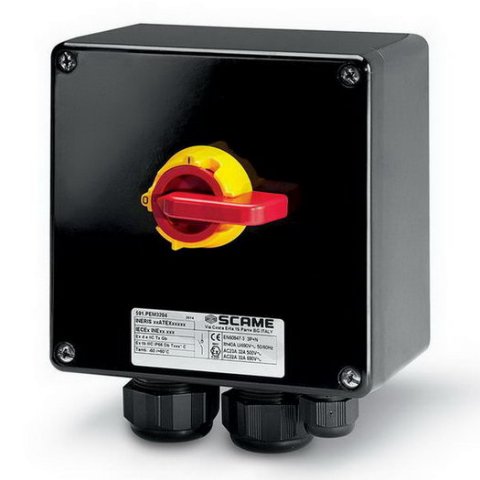 SCAME ATEX průmyslový spínač ISOLATORS-EX termoset 20A 2P IP65 emergency