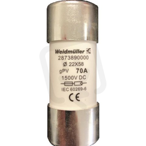 Bezpečnostní pojistka FUSE WSFL 22X58 70A 1K5V GPV WEIDMÜLLER 2873890000