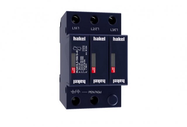 Svodič impulzních proudů a rázového přepětí HAKEL HLSA12,5-150/3+0 SPD typ 1+2