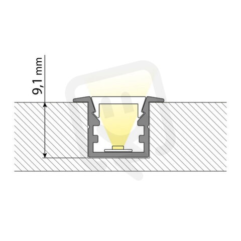 Vestavný hliníkový profil VG černý 15x10mm, včetně mléčného difuzoru, 1m