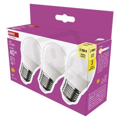 LED žárovka Classic Mini Globe E27 4,2W (40W) 470 lm teplá bílá EMOS ZQ6E21.3