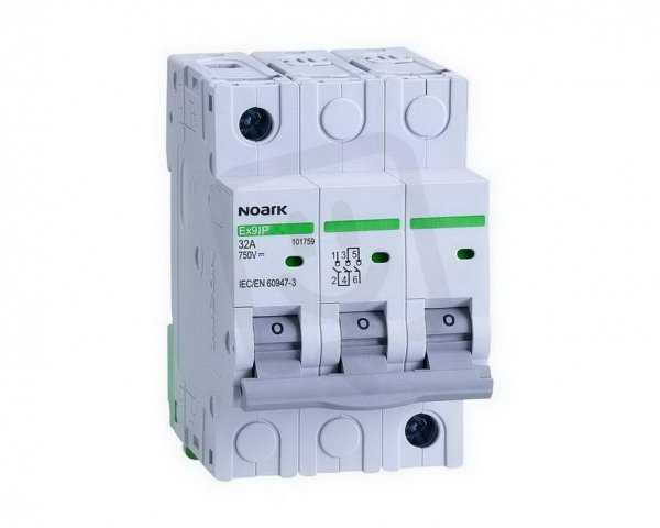 DC Vypínač NOARK 101760 EX9IP šířka 3 moduly, 3pól, 50A