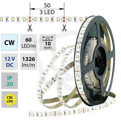 LED pásek SMD2835 CW, 60LED, 50m, 12V, 14,4 W/m MCLED ML-121.702.60.2